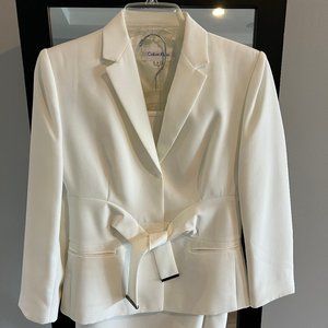 Calvin Klein Women's White Tie Front Skirt Suit, Size 2
